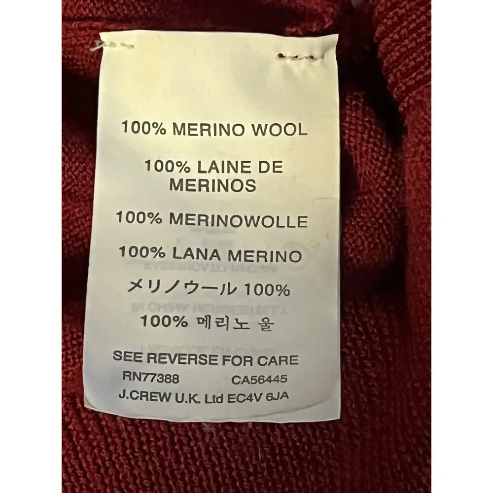 J Crew‎ Sweater Cardigan Womens XS Red 100% Merino Wool V Neck Pockets Buttons